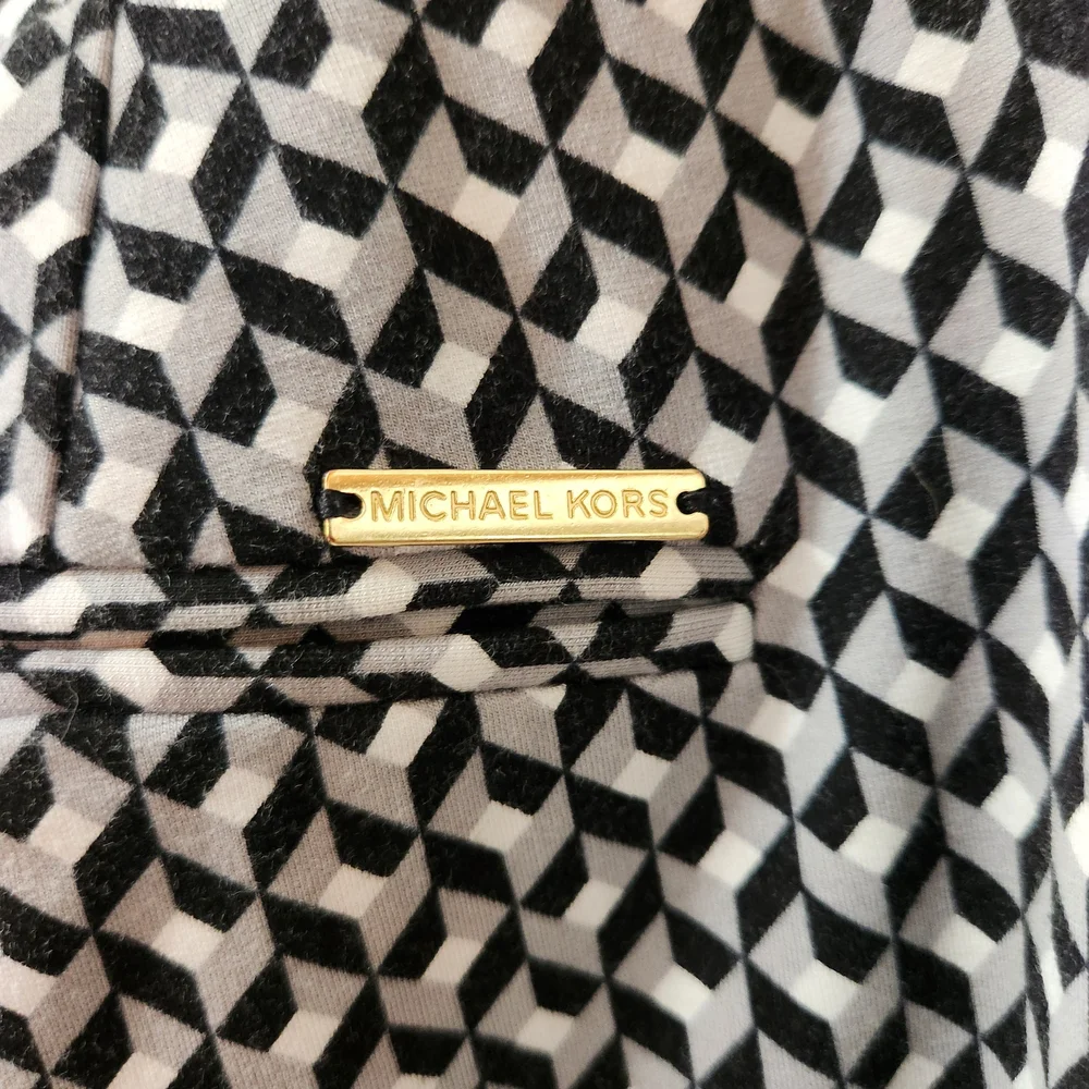 Michael Kors Black and White Geometric Stretch Pants - Picture 3 of 5